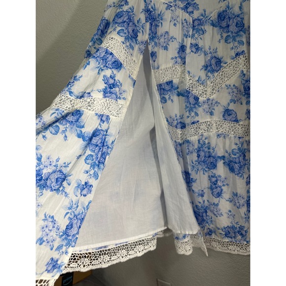 Altar D' State  Blue Floral Lace Tiered Maxi Skirt size M - Picture 4 of 13